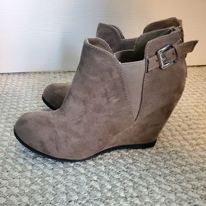 Faux suede booties